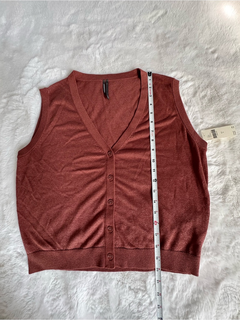 Anthropologie Rust-Brown Sleeveless Button-Front Knit Tank - Picture 8 of 11